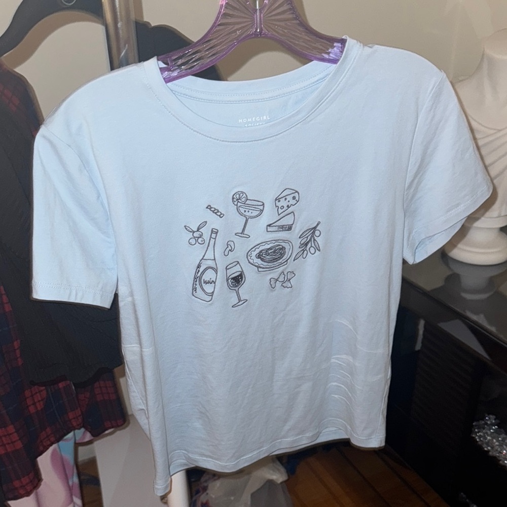Blue Short Sleeve Tee with Minimalist Design